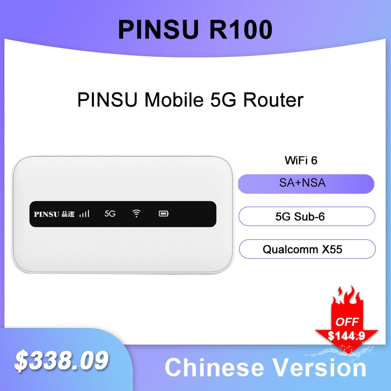 ο   PINSU R100 5G  6  NSA + SA ޽  5g Ϳ SIM ī Qualcomm SDX55 Sub-6 moden 3600 mAh ͸